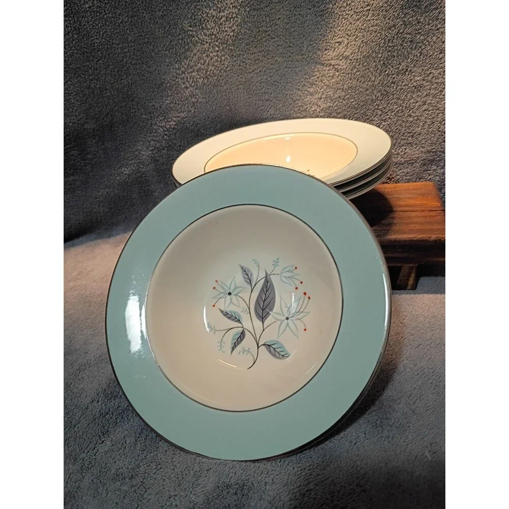 Homer Laughlin Eggshell Cavalier Dianne Rimmed Soup Fruit Dessert Bowls Set of 4